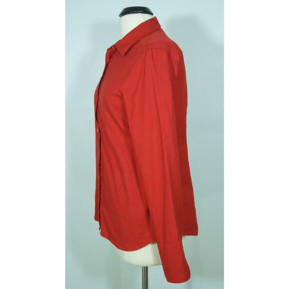 J.CREW Shirt 10 Laura Femme Fit Red Cotton Button Front - Picture 3 of 7